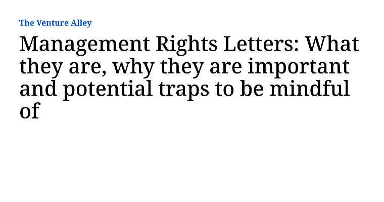 Management Rights Letters: What they are, why they are important and
potential traps to be mindful of