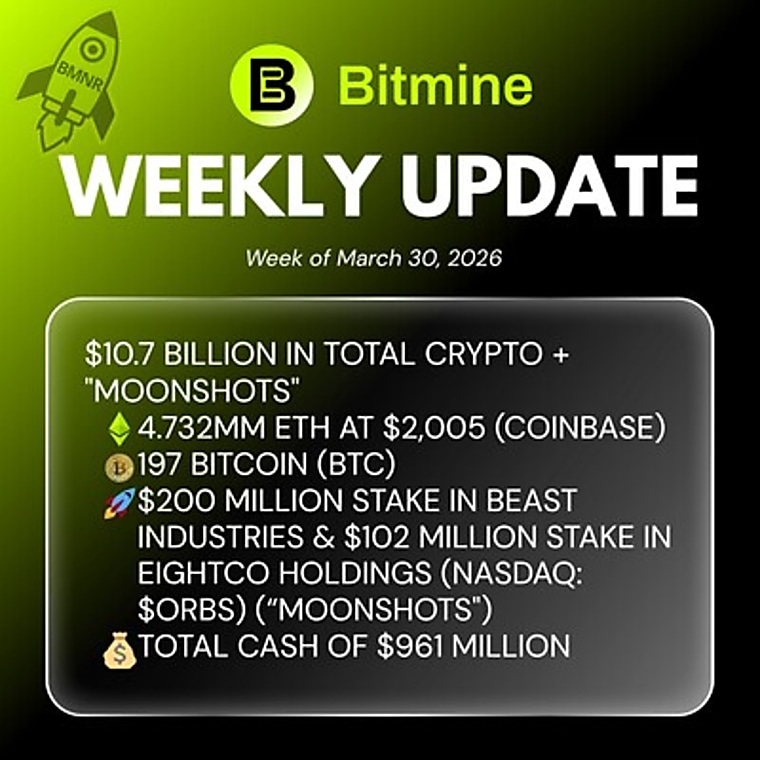 Bitmine reports crypto holdings reach $10.7 billion - Investing.com