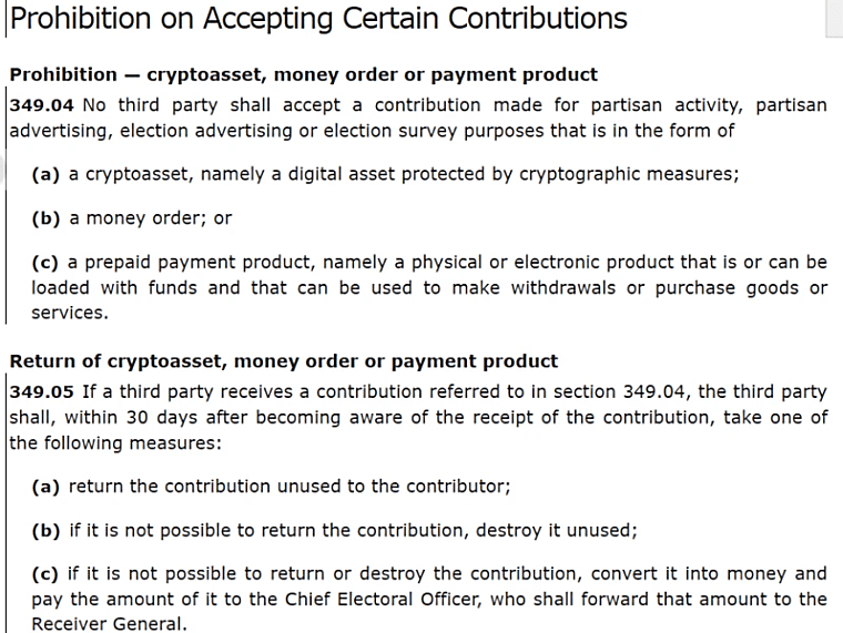 Canada advances bill to ban crypto political donations - TradingView