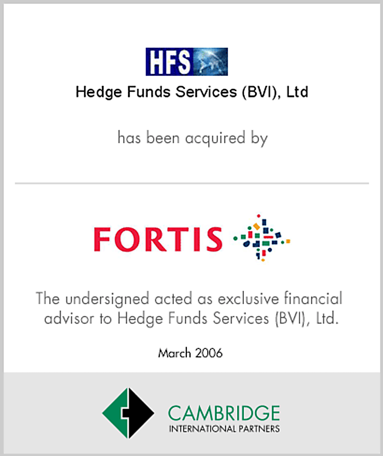 Fortis Investments acquires majority stake in leading Fund of Hedge
Funds platform - WebWire