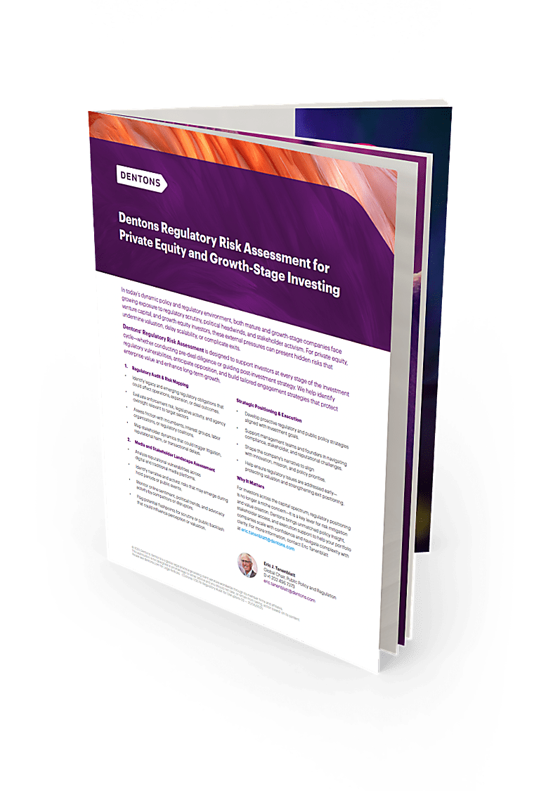 Regulatory Risk Assessment for Private Equity and Growth-Stage
Investing - dentons.com