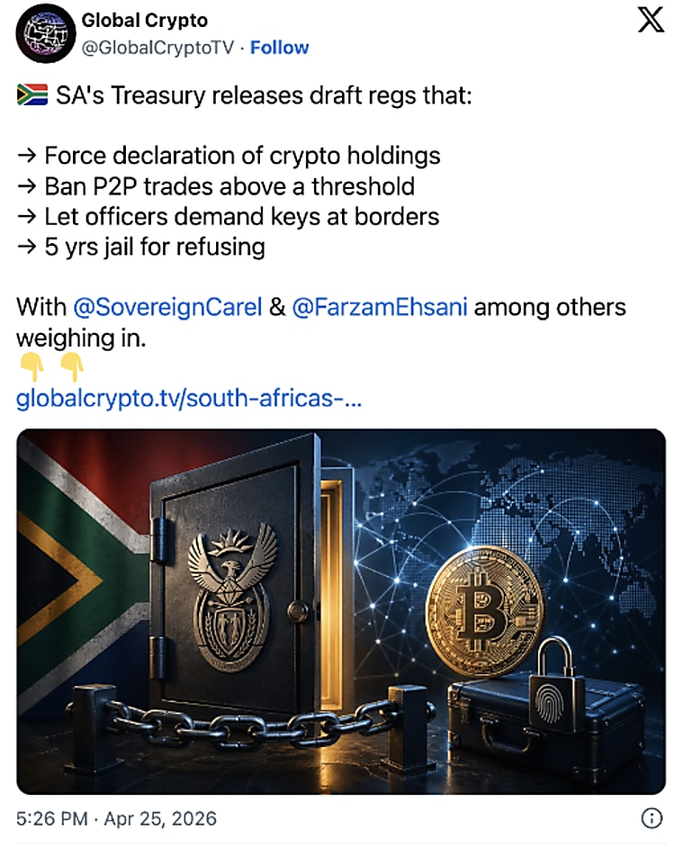 South africa’s new crypto rule could cost you $60k and five years in
prison investors are freaking out - MEXC