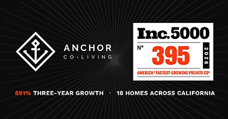 Anchor Co-Living Named America's No. 7 Fastest-Growing Real Estate
Company on the 2026 Inc. 5000