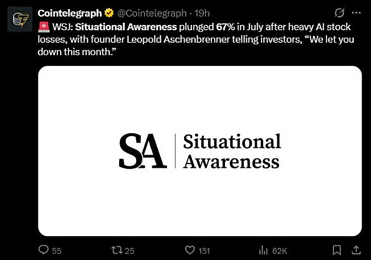 Situational Awareness Hedge Fund Lost 67% in 2026