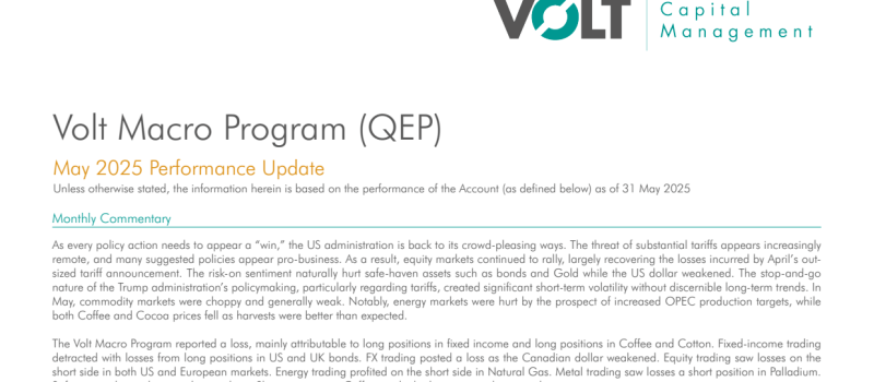 Volt Program Volt Macro Program — Managed Futures | Volt Capital Management AB ...