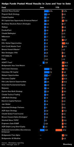 Biggest Hedge Funds Extend Gains In Chaotic First Half - Bloomberg