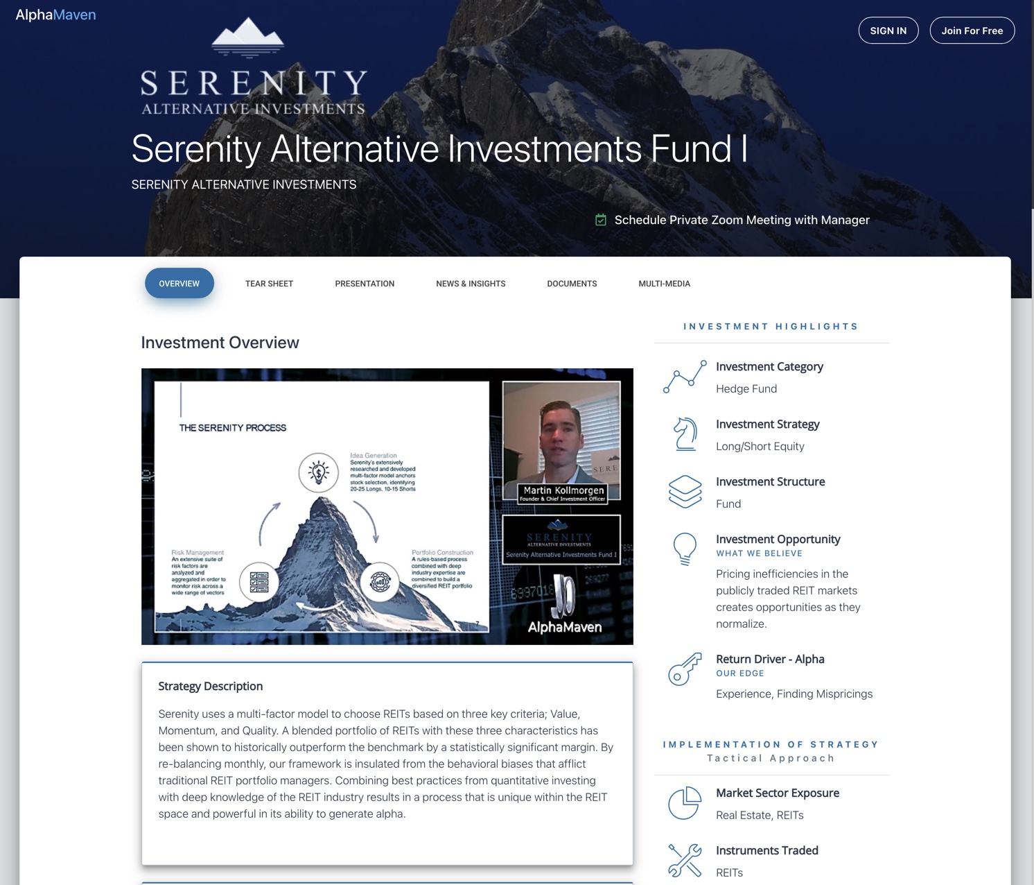 AlphaMaven Private Investment Listing Profile