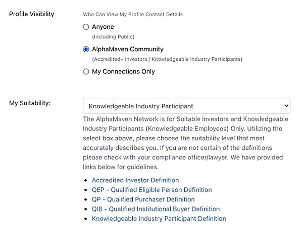 AlphaMaven Member Visibility Settings